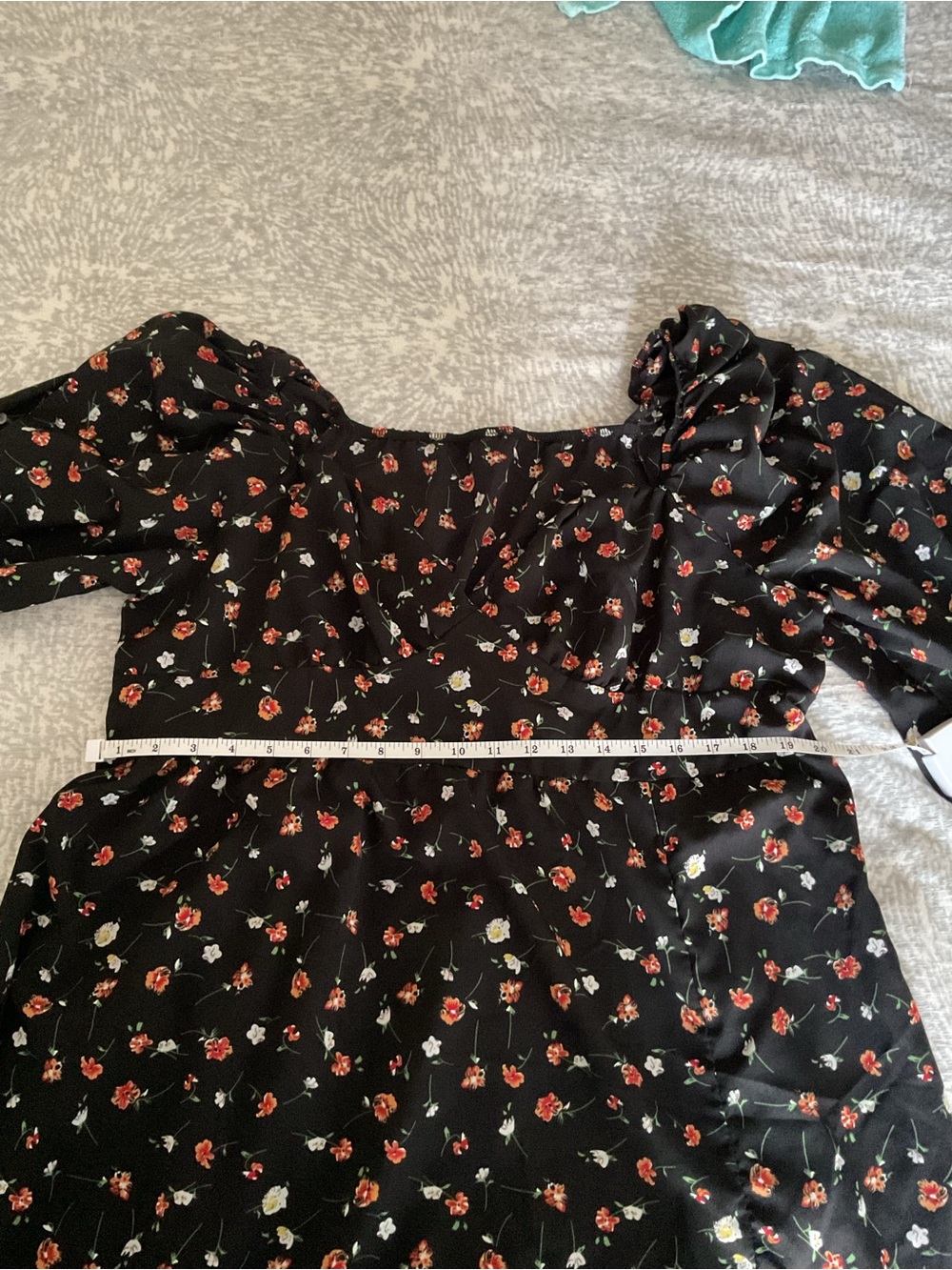 SHEIN Black Floral Midi Dress with Red Rose Print - Picture 5 of 7